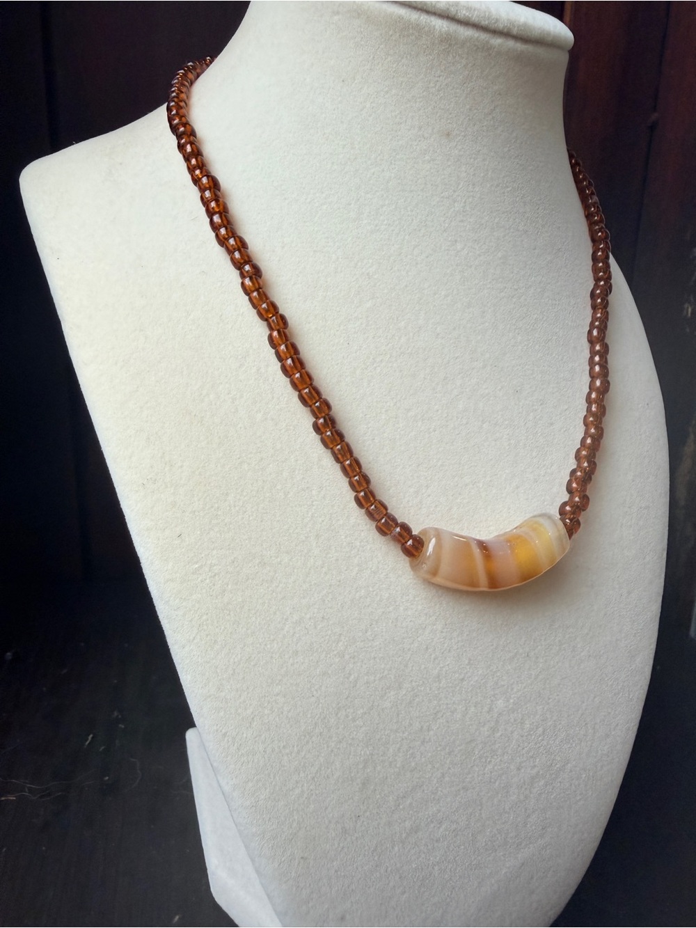 Brown Agate Bead Necklace - Women's Jewelry